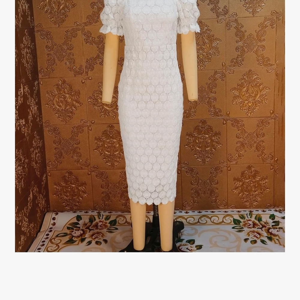 Elegant White Lace Midi Dress